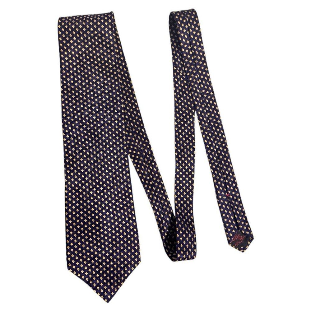 Chaps Ralph Lauren 100%‎ Silk Neck Tie Navy Diamond Dot 58"
